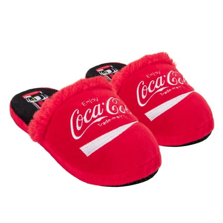 Enjoy Coca Cola Fuzzy Slip-On Slippers-Large